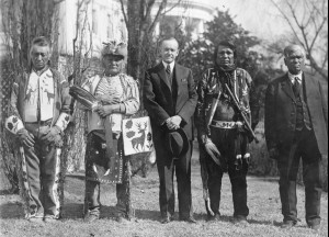 Four Osage men with U.S president Calvin Coolidge after signing the Indian Citizenship Act of 1924, which granted Indians across the country full citizenship for the first time. wikipedia