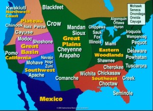 Map of the major Native Tribes in the US. Photo-eagle.northwestu.edu